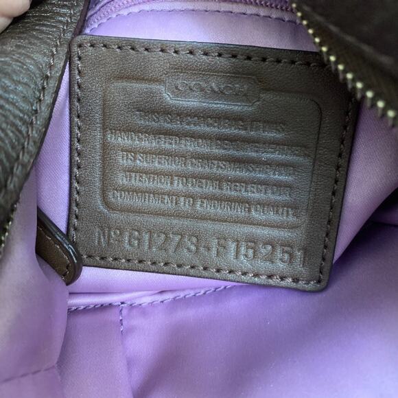 COACH Dark Brown Pebbled Leather CARLY Hobo Shoulder Bag F15251 - Picture 11 of 16